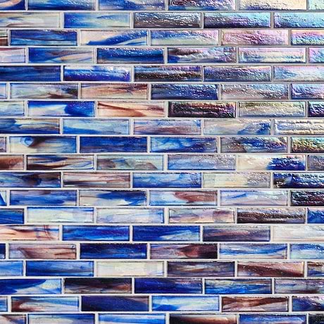 Artwave  Cove Blue Iridescent 1x4 Polished Glass Mosaic Tile