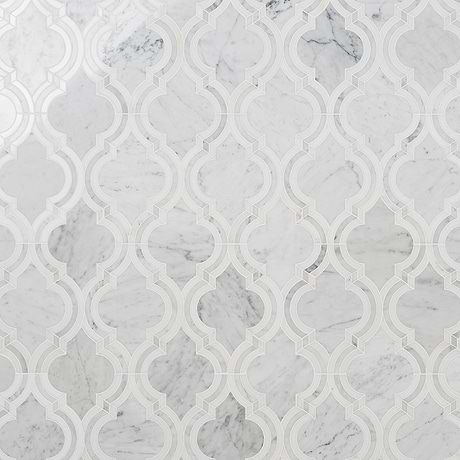 Abernethy Waterjet White Polished Marble Mosaic