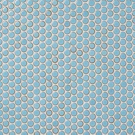 Nirvana Bliss Blue 1" Rimmed Penny Round Polished Porcelain Mosaic