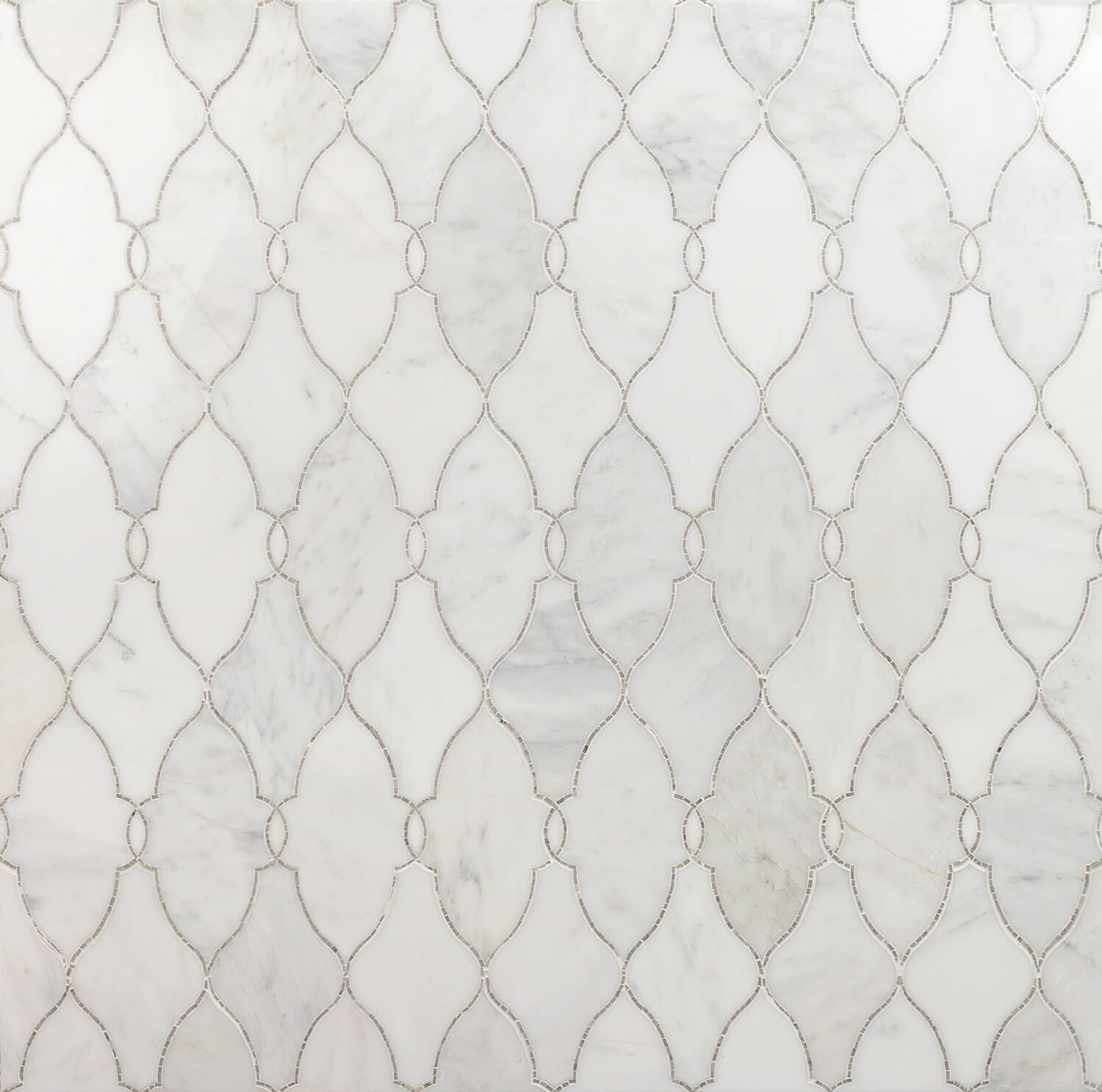 DUCHESS Louisa White Arabesque Polished Marble Mosaic