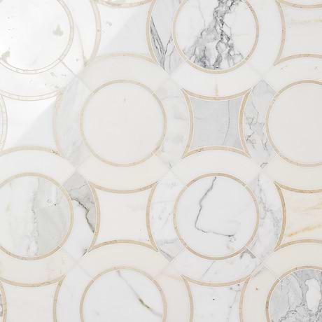 Highland Alpenglow Deux Beige Polished Marble Mosaic