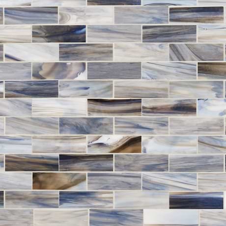 Bespoke Gray Blue 2x6 Brick Polished Glass Mosaic