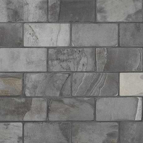 India Black Black 3x6 Tumbled Slate Tile