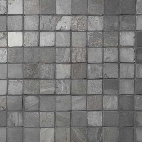 India Black Black 2x2 Tumbled Slate Mosaic Tile