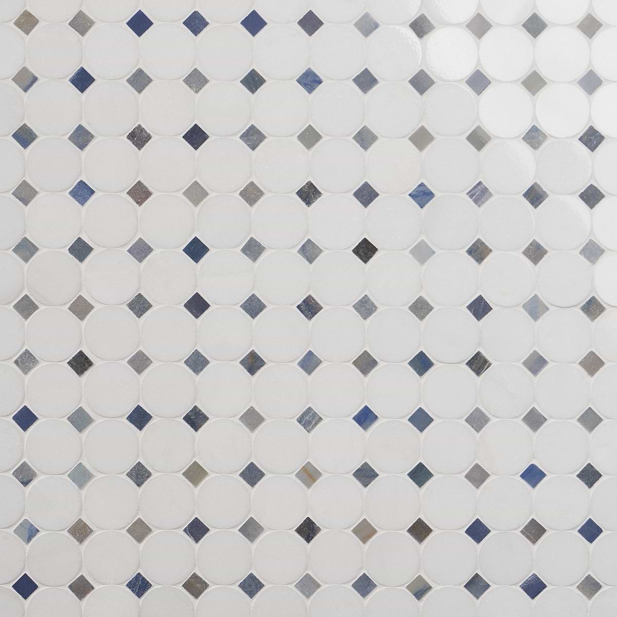 KINETIC Blue 1x2 Circles Polished Marble Mosaic