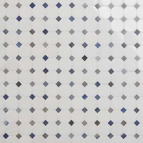 Kinetic Blue 1x2 Circles Polished Marble Mosaic