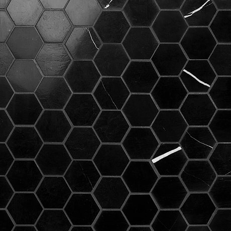 Nero Marquina Black 2" Hexagon Polished Marble Mosaic