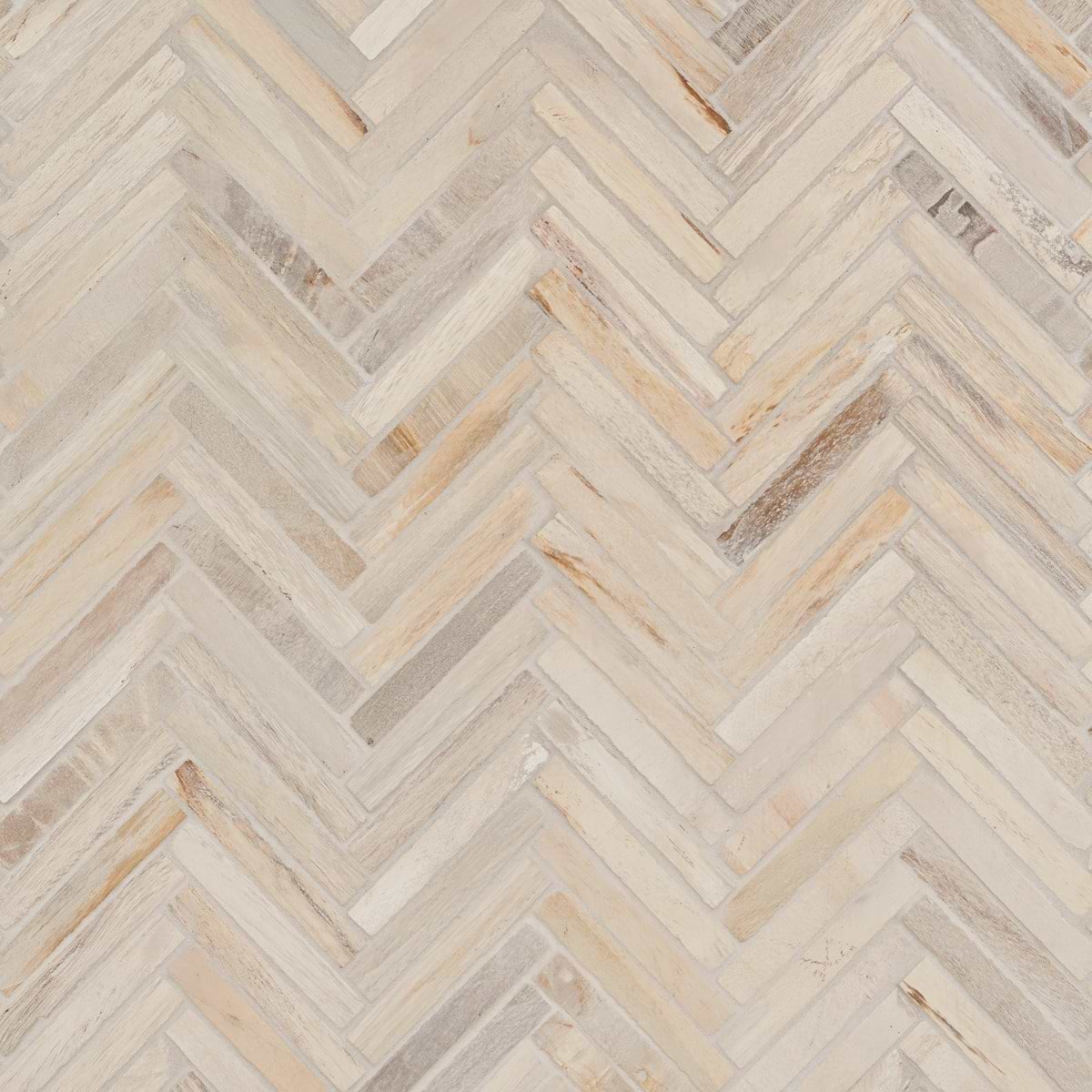 FOSSIL Beige Herringbone Tumbled Petrified Stone Mosaic
