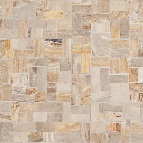 Fossil Beige Antique Tumbled Petrified Stone Mosaic