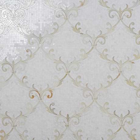 August White Polished Thassos Marble Mosaic