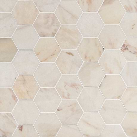 Rosa Aurora Pink 4" Hexagon Polished Marble Mosaic