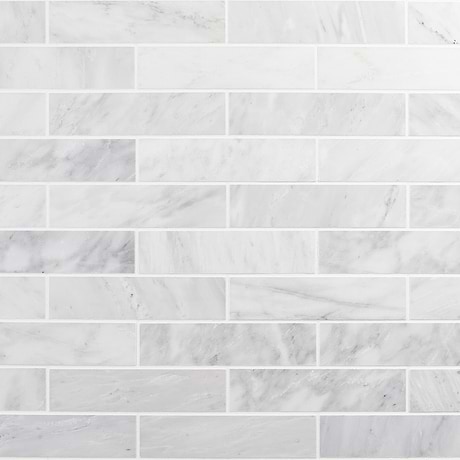 Brushed Stone Asian Statuary White 2X8 Honed Marble Subway Tile