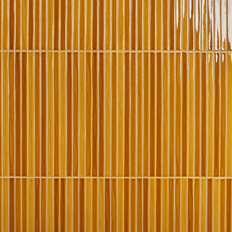 Kanbina Mustard Yellow 5x18 Crackled Glossy Ceramic Mosaic Tile