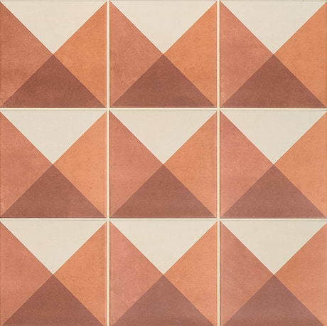 Art Geo Deco Prism Terracotta 8x8 Matte Porcelain Tile by Elizabeth Sutton