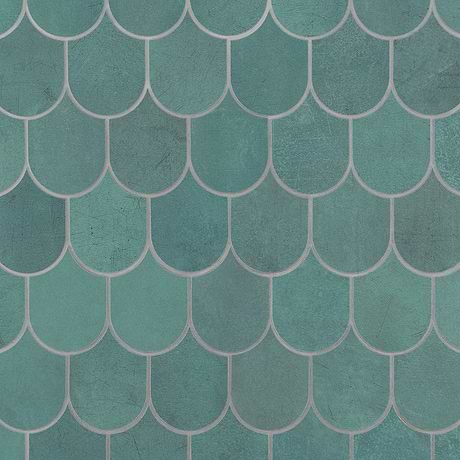 Bond Viridum Green Fishscale Matte Porcelain Mosaic