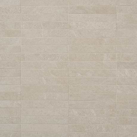 Era Crema Beige 1x6 Stacked Limestone Look Matte Porcelain Mosaic Tile