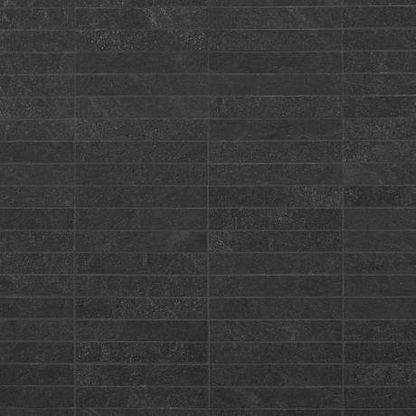 Era Charcoal Black 1x6 Stacked Limestone Look Matte Porcelain Mosaic Tile