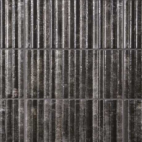 Curve Black Fluted 6x12 3D Glossy Ceramic Tile