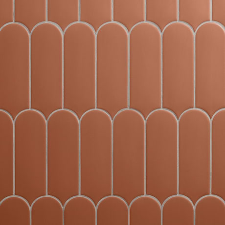 Parry Clay Terracotta Orange 3x8 Fishscale Matte Ceramic Tile