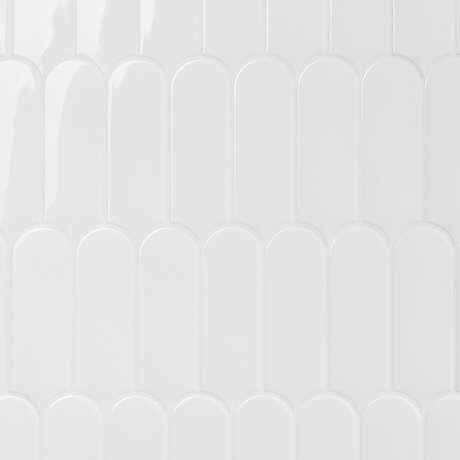 Parry White 3x8 Fishscale Glossy Ceramic Tile
