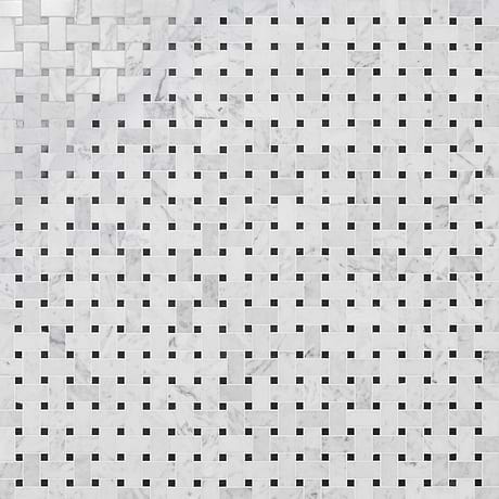 Trenza Black & White 1x2 Polished Marble Mosaic