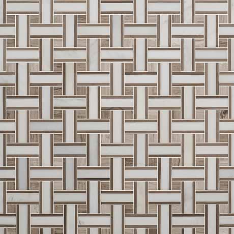 Twine Burlap Beige 1x3 Polished Marble Mosaic