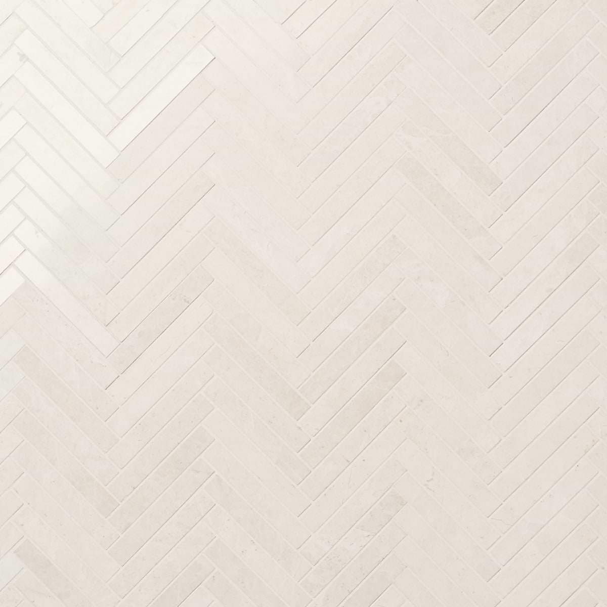 VANILLA Warm White Herringbone 1/2x4 Polished Marble Mosaic Tile