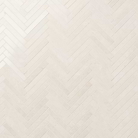 Vanilla Warm White Herringbone 1/2x4 Polished Marble Mosaic Tile