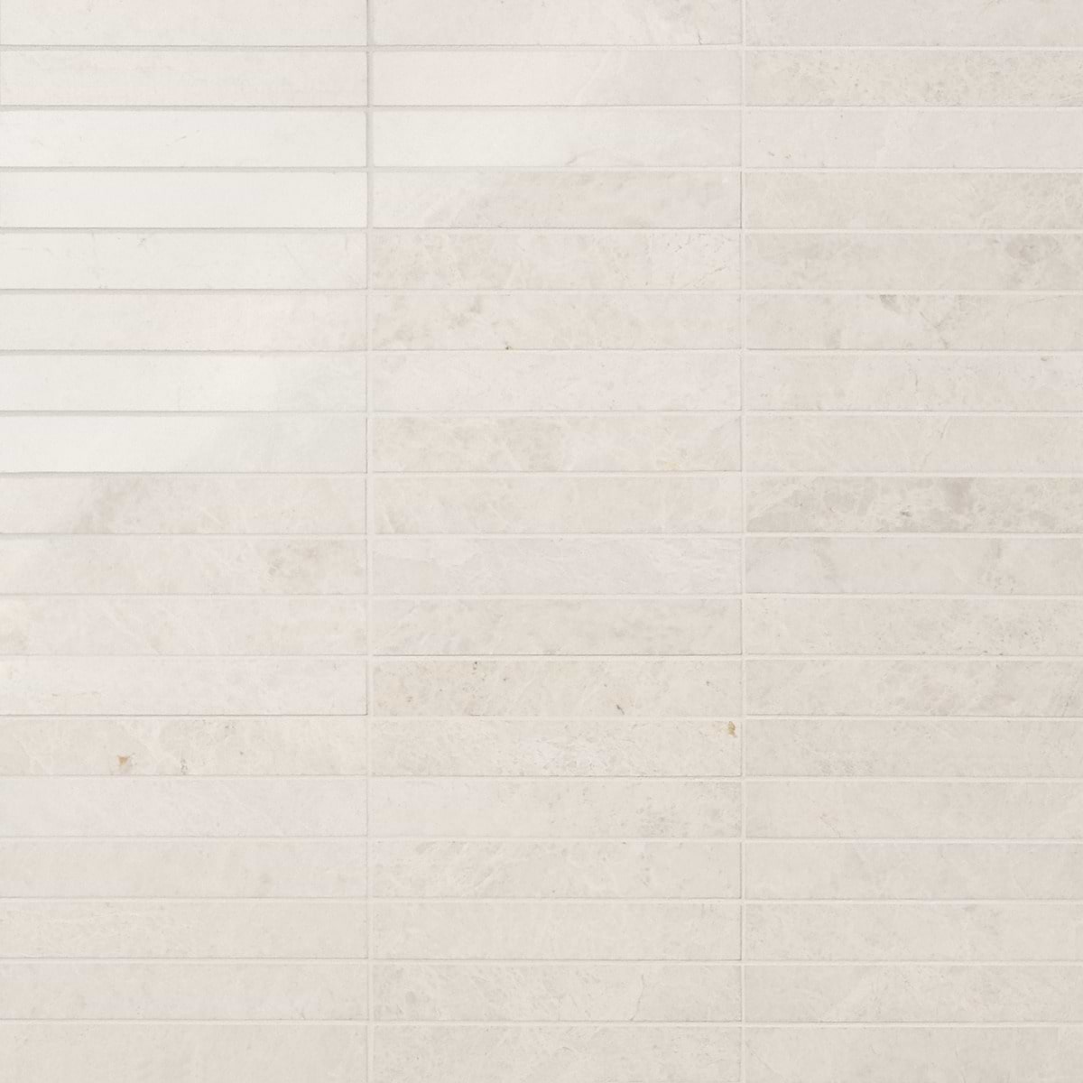 VANILLA Warm White Stacked 1x6 Polished Marble Mosaic Tile