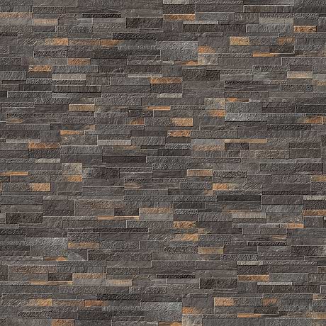 Rugged Stacked Quartzite Dark Black 6x24 3D Matte Porcelain Tile