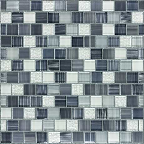 Watercolors Twilight Gray 1x1 Glazed Glass Mosaic