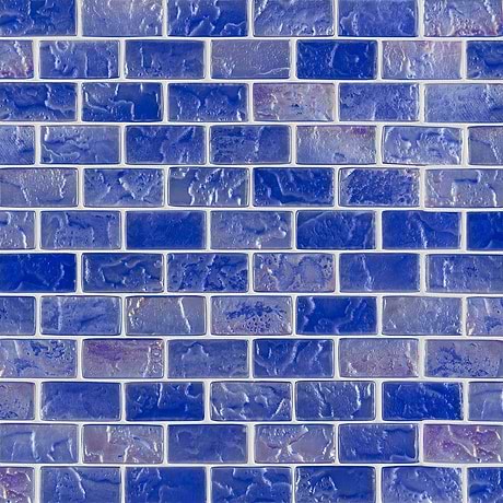 Watercolors Iridescent Sea Blue 1X2 Brick Glass Mosaic