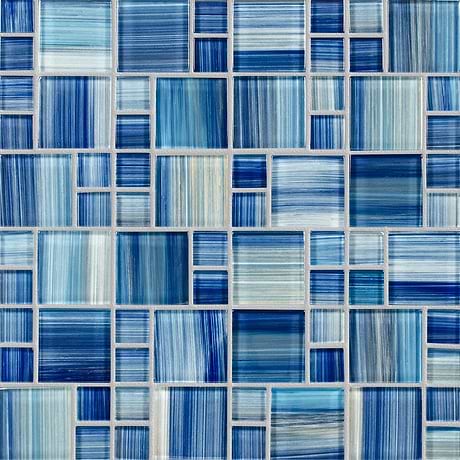 Watercolors Arboretum Blue Glazed Glass Mosaic