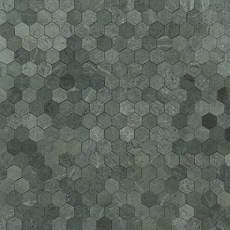 Tia Verde Green 2" Hexagon Honed Marble Mosaic Tile