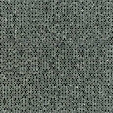 Tia Verde Green 1" Penny Round Honed Marble Mosaic Tile