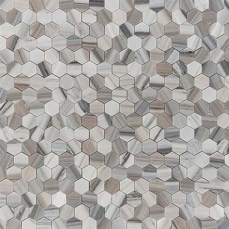 Skyline Gray 2" Hexagon Honed Marble Mosaic Tile