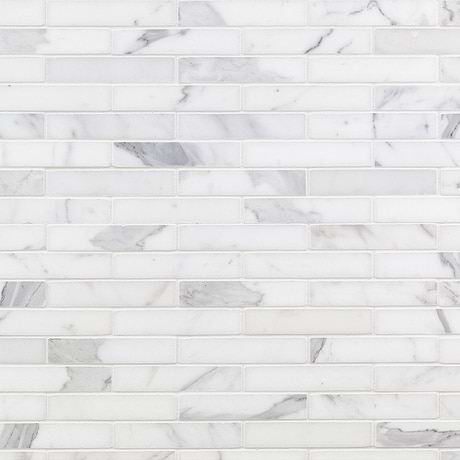 Calacatta White 1x4 Big Brick Polished Marble Mosaic