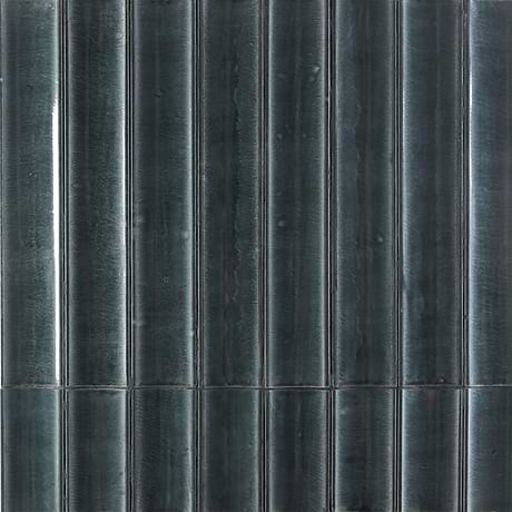 LavaArt 3D Fluted Harbor Blue 6x36 Glossy Lava Stone Bar Tile