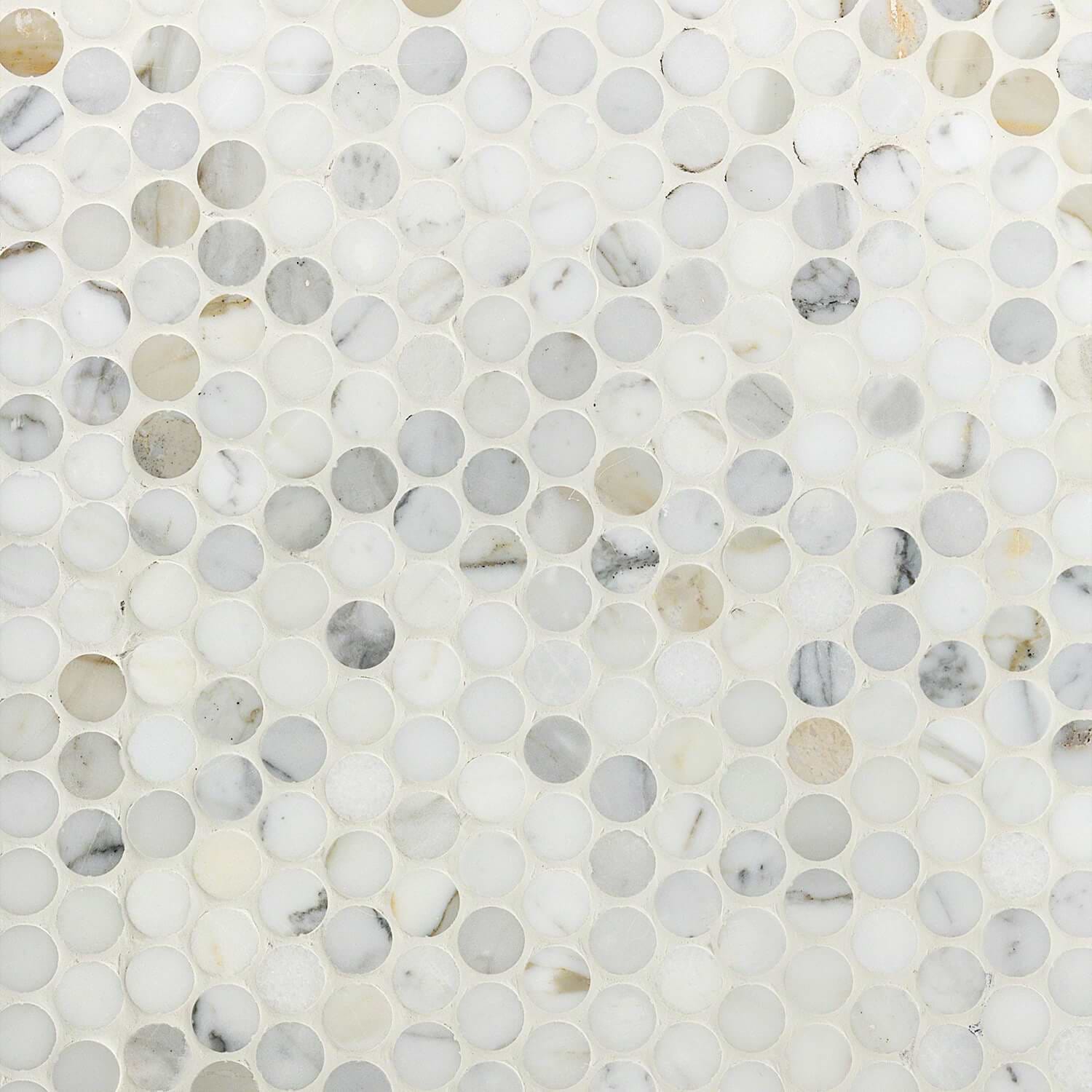 CALACATTA White 1"Penny Round Polished Marble Mosaic