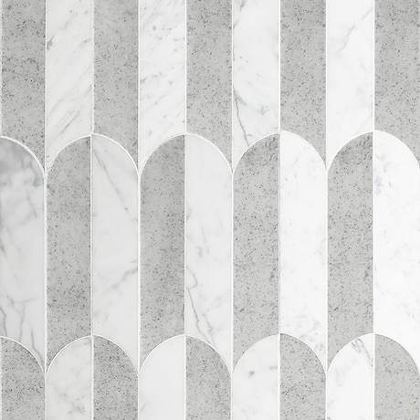 Altos Gray Fish Scale Polished Marble & Mirror Mosaic