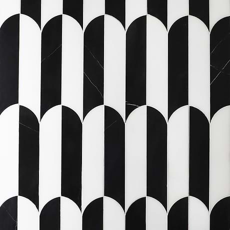 Altos Nero Black & White Fish Scale Polished Marble Mosaic