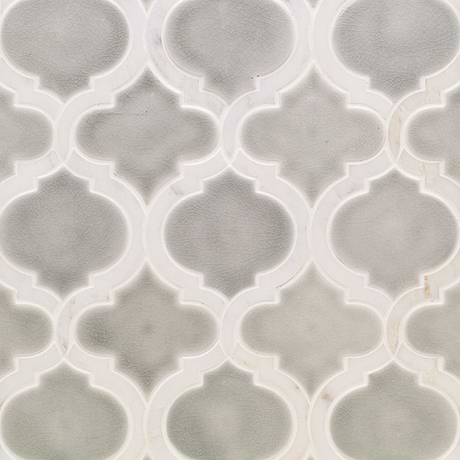 Nabi Arabesque Tundra Gray Arabesque Marble & Crackled Glass Mosaic