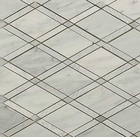 Imperial Carrara White Diamond Polished Textured Marble Mosaic