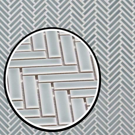 Kai Sky Blue 1x2" Herringbone Glossy Porcelain Mosaic Tile