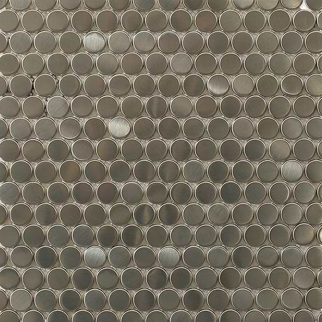 Metal Silver 1" Penny Round Natural Mosaic