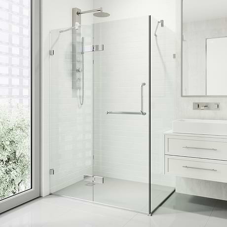 Cinto 32x40x74 Reversible Hinged Enclosure Shower Door with Clear Glass in Brushed Nickel