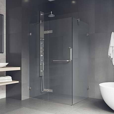 Cinto 32x48x74 Reversible Hinged Enclosure Shower Door with Clear Glass in Brushed Nickel