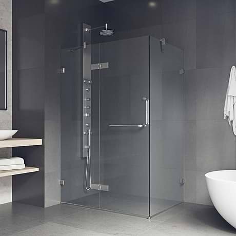 Cinto 32x48x74 Reversible Hinged Enclosure Shower Door with Clear Glass in Chrome