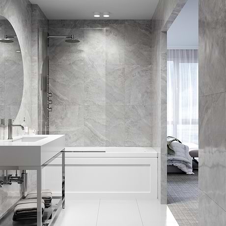 Nuvo 34x62 Reversible Fixed Bathtub Door with Clear Glass in Chrome