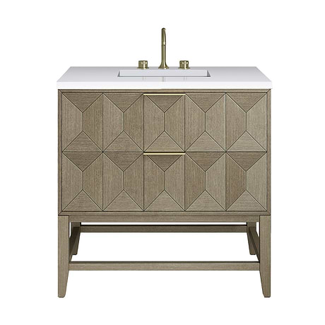 Emmeline Pebble Oak 36" Vanity with White Quartz Counter by JMV
